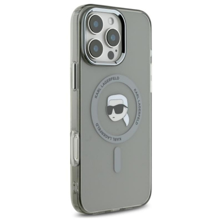 Karl Lagerfeld IML Metal Karl Head MagSafe - Etui iPhone 16 Pro Max (czarny) (KLHMP16XHLSKIK)