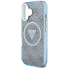 Guess IML Metal Glitter 4G Circle Triangle MagSafe - Etui do iPhone 16 (niebieski) (GUHMP16SHG4PRTGB)