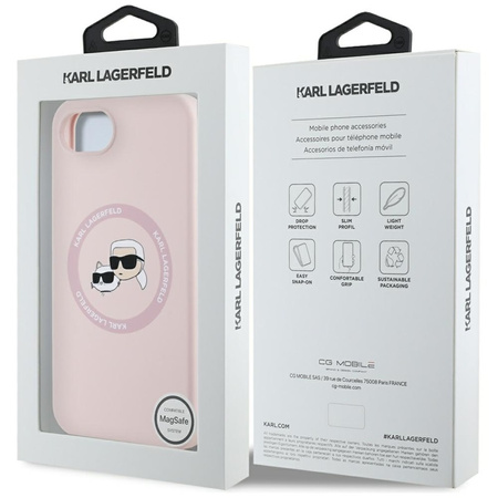 Karl Lagerfeld Silicone Karl & Choupette Heads MagSafe - Etui do iPhone 16e (różowy) (KLHMPSE4SKCHTCP)