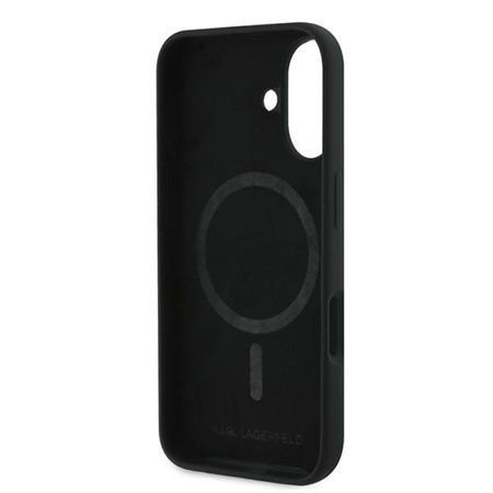Karl Lagerfeld Silicone Double Heads Print MagSafe - Etui iPhone 16 Plus (czarny) (KLHMP16MSKCHPPLK)