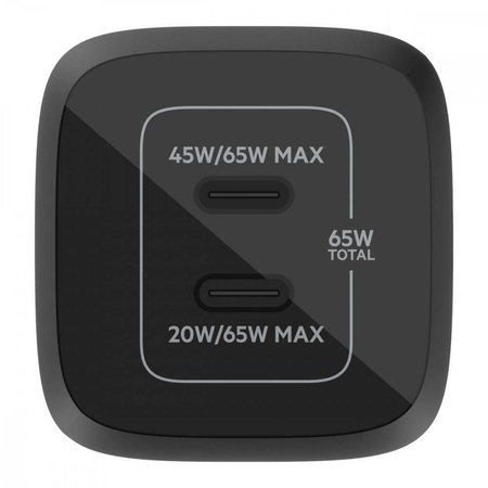 Belkin BoostCharge Pro, podwójna ładowarka ścienna 65W USB-C GAN z  PPS czarna (WCH013vfBK)
