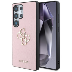 Guess Grained Big 4G Logo Small Classic Logo - Etui do Samsung Galaxy S25 Ultra (różowy) (GUHCS25LPGT4MBP)