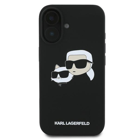 Karl Lagerfeld Silicone Double Heads Print MagSafe - Etui iPhone 16 Plus (czarny) (KLHMP16MSKCHPPLK)