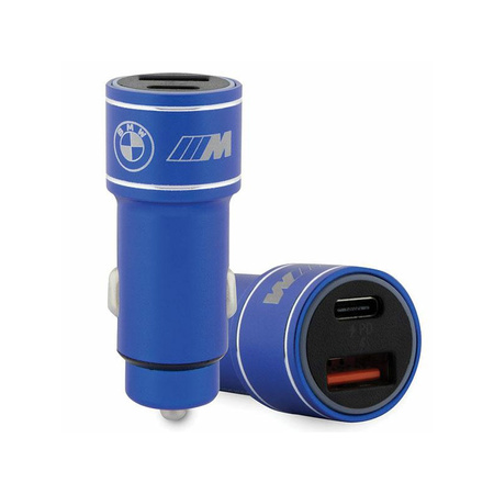 BMW M Edition - Ładowarka samochodowa Fast Charge USB-C & USB-A PD 18W + QC 3.0 18W (niebieski) (BMCCMUSBCB)