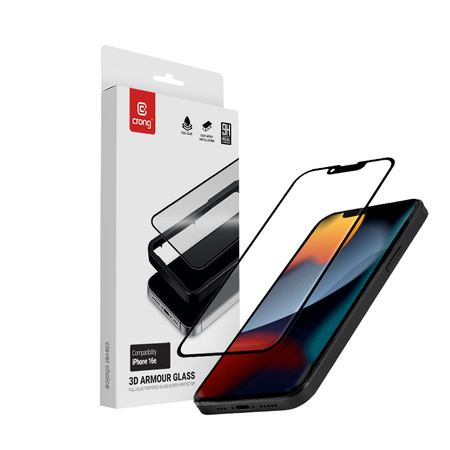 Crong 3D Armour Glass - Szkło hartowane iPhone 16e / iPhone 14 / iPhone 13 / iPhone 13 Pro + ramka instalacyjna (CRG3DAGIP1661E)