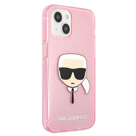 Karl Lagerfeld Karl’s Head Glitter - Etui iPhone 13 Mini (różowy) (KLHCP13SKHTUGLP)