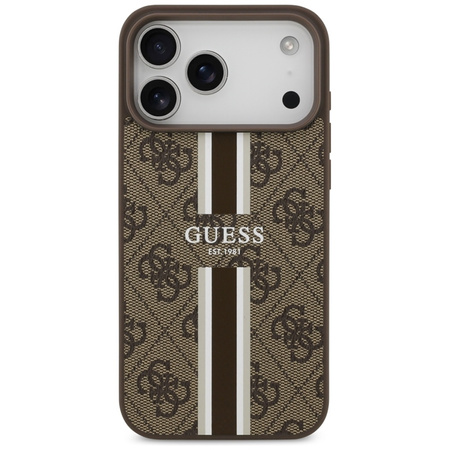Guess 4G Printed Stripes MagSafe - Etui iPhone 17 Pro Max (brązowy) (GUHMP17XP4RPSW)