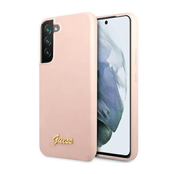 Guess Silicone Script Metal Logo - Etui Samsung Galaxy S23+ (różowy) (GUHCS23MLSLMGPP)