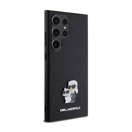 Karl Lagerfeld Saffiano Karl & Choupette Metal Pin - Etui Samsung Galaxy S24 Ultra (czarny) (KLHCS24LPSAKCMPK)