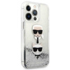 Karl Lagerfeld Liquid Glitter Karl & Choupette Head - Etui iPhone 13 Pro (srebrny) (KLHCP13LKICGLS)