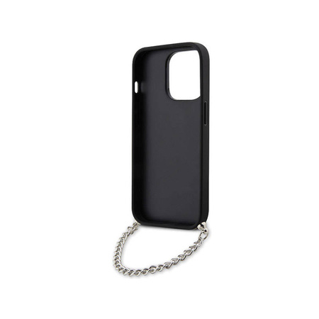 Karl Lagerfeld Saffiano Monogram Chain - Etui iPhone 14 Pro Max (Srebrny) (KLHCP14XSACKLHPG)