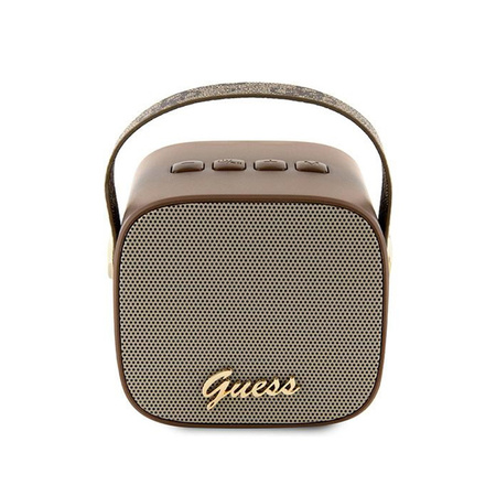 Guess Mini Bluetooth Speaker 4G Leather Script Logo with Strap - Głośnik Bluetooth V5.3 (brązowy) (GUWSB2P4SMW)