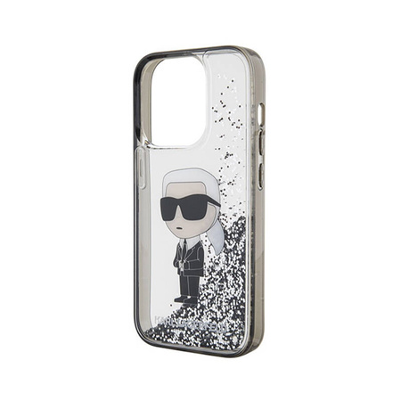 Karl Lagerfeld Liquid Glitter Ikonik - Etui iPhone 15 Pro Max (przezroczysty) (KLHCP15XLKKNSK)