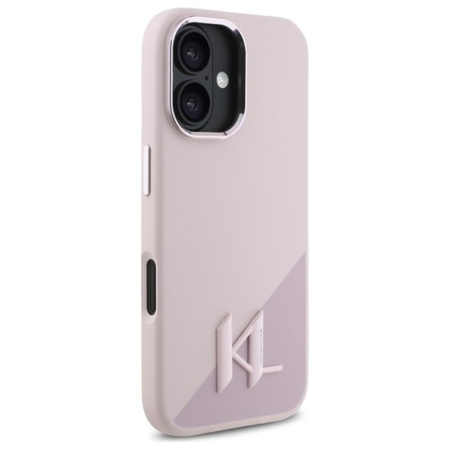 Karl Lagerfeld Silicone Shadow Metal Initial MagSafe - Etui iPhone 16 (różowy) (KLHMP16SSCMKMPCP)
