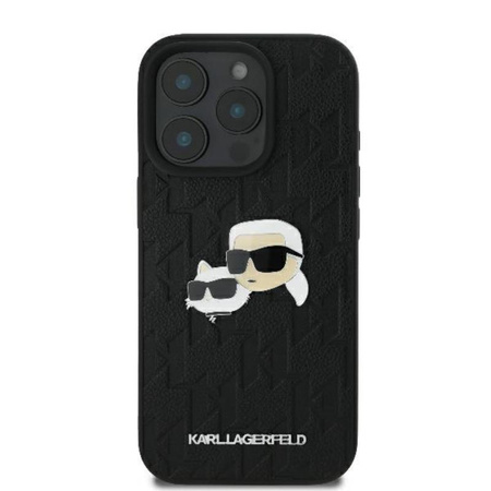 Karl Lagerfeld Monogram Karl & Choupette Head Pin - Etui iPhone 16 Pro (czarny) (KLHCP16LPGKLKCPK)