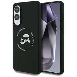 Karl Lagerfeld Silicone Double Heads And Circle MagSafe - Etui Samsung Galaxy S25 Edge (czarny) (KLHMS25ESKCHTCK)