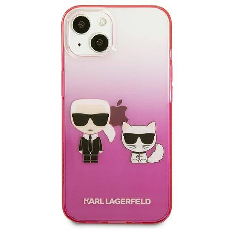 Karl Lagerfeld Gradient Ikonik Karl & Choupette - Etui iPhone 13 mini (różowy) (KLHCP13STGKCP)