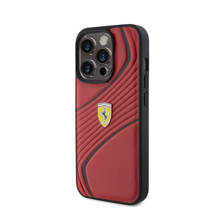 Ferrari Twist Metal Logo - Etui iPhone 15 Pro (czerwony) (FEHCP15LPTWR)