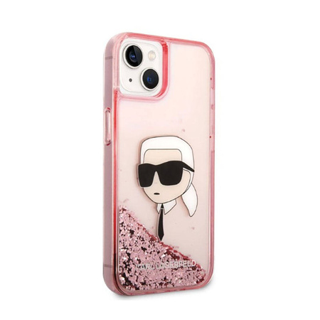 Karl Lagerfeld Liquid Glitter NFT Karl's Head - Etui iPhone 14 Plus (różowy) (KLHCP14MLNKHCP)