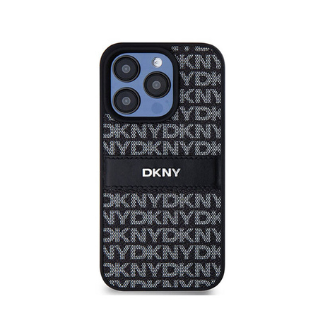 DKNY Leather Mono Stripe & Metal Logo - Etui iPhone 15 Pro Max (czarny) (DKHCP15XPRTHSLK)