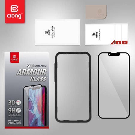 Crong Anti-Bacterial 3D Armour Glass – Szkło hartowane 9H na cały ekran iPhone 13 mini + ramka instalacyjna (CRG-AB3DAG-IP13M)