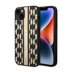 Karl Lagerfeld Monogram Stripe - Etui iPhone 14 Plus (brązowy) (KLHCP14MPGKLSKW)