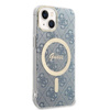 Guess Bundle Pack MagSafe 4G - Zestaw etui + ładowarka MagSafe iPhone 14 (niebieski/złoty) (GUBPP14SH4EACSB)