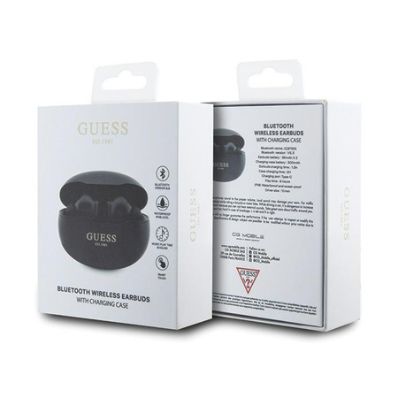 Guess True Wireless Classic EST BT5.3 - Słuchawki TWS + etui ładujące (czarny) (GUTWST50EK)