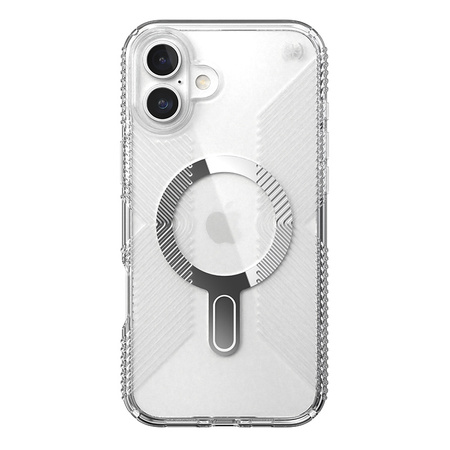 Speck Presidio Perfect-Clear Grip ClickLock & MagSafe - Etui iPhone 16 Plus (Clear / Chrome Finish / Serene Silver) (150716-3199)