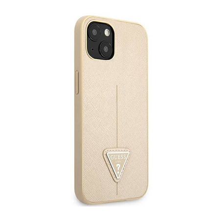 Guess Saffiano Triangle Logo Case – Etui iPhone 14 (beżowy) (GUHCP14SPSATLE)