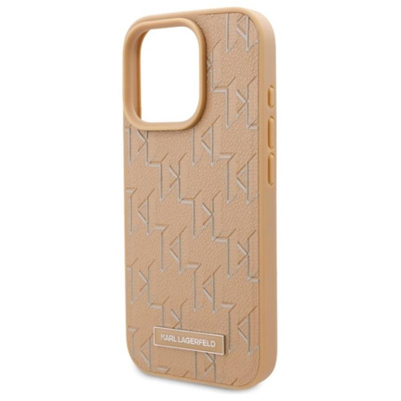 Karl Lagerfeld Leather Monogram Metal Logo MagSafe - Etui iPhone 16 Pro (beżowy) (KLHMP16LPKHPORPE)