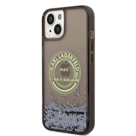 Karl Lagerfeld Liquid Glitter Round RSG Logo Case - Etui iPhone 14 (czarny) (KLHCP14SLCRSGRK)