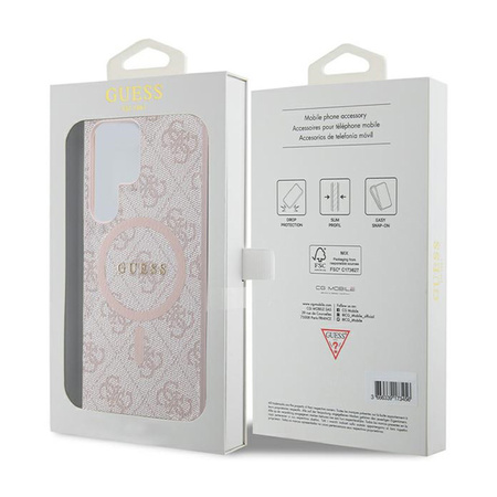 Guess 4G Collection Leather Metal Logo MagSafe - Etui Samsung Galaxy S24 Ultra (różowy) (GUHMS24LG4GFRP)