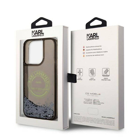 Karl Lagerfeld Liquid Glitter Round RSG Logo Case - Etui iPhone 14 Pro (czarny) (KLHCP14LLCRSGRK)