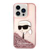 Karl Lagerfeld Liquid Glitter NFT Karl's Head - Etui iPhone 14 Pro (różowy) (KLHCP14LLNKHCP)