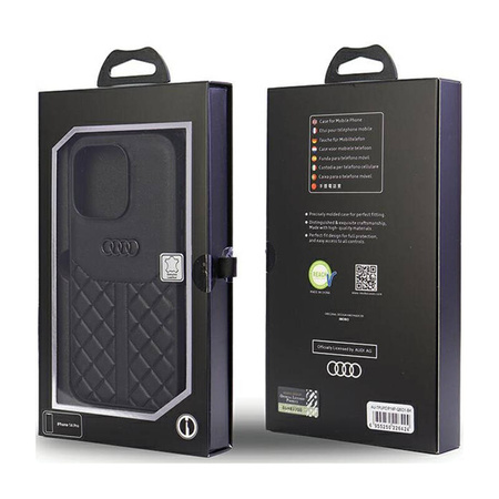 Audi Genuine Leather - Etui iPhone 14 Pro (Czarny) (AU-TPUPCIP14P-Q8/D1-BK)