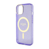 Guess Glitter Gold MagSafe - Etui iPhone 14 (Purpurowy) (GUHMP14SHCMCGU)