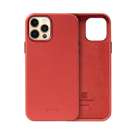 Crong Essential Cover - Etui ze skóry ekologicznej iPhone 12 Pro Max (czerwony) (CRG-ESS-IP1267-RED)