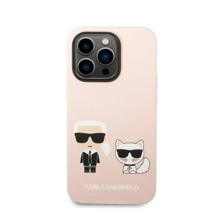 Karl Lagerfeld Liquid Silicone Karl & Choupette MagSafe - Etui iPhone 14 Pro (różowy) (KLHMP14LSSKCI)