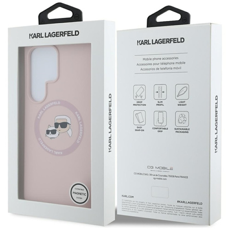 Karl Lagerfeld Silicone Double Heads And Circle MagSafe - Etui Samsung Galaxy S25 Ultra (różowy) (KLHMS25LSKCHTCP)