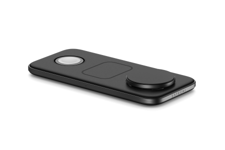 Satechi Qi2 Trio Wireless Charging Pad - magnetyczna ładowarka bezprzewodowa do trzech urządzeń (AppleWatch 5W, AirPods 5W, Qi2 15W), kabel 1m, ładowarka sieciowa 45W oraz wymienne wtyczki UK i EU w zestawie (space gray) (ST-QTPM-EA)