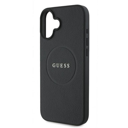 Guess Grained Ring MagSafe - Etui iPhone 16 Plus (czarny) (GUHMP16MPGHSMMK)