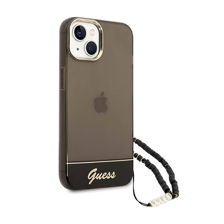 Guess Translucent Pearl Strap - Etui iPhone 14 (czarny) (GUHCP14SHGCOHK)