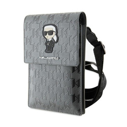 Karl Lagerfeld Saffiano Monogram Ikonik - Torebka crossbody na telefon (srebrny) (KLWBSAKHPKG)