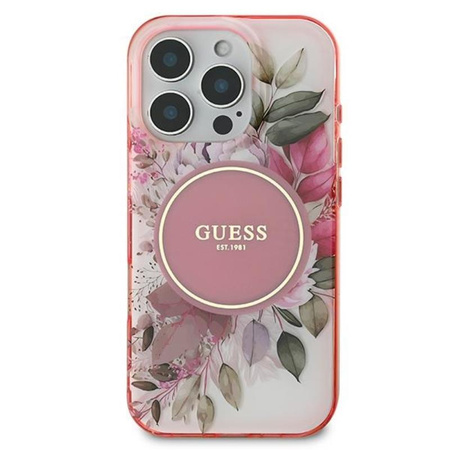 Guess IML Flower & Tonal Circle MagSafe - Etui iPhone 16 Pro Max (różowy) (GUHMP16XHFWBDCEP)