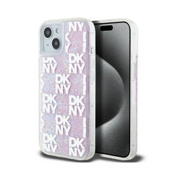 DKNY Liquid Glitter Multilogo - Etui iPhone 15 / 14 / 13 (różowy) (DKHCP15SLCPEPP)