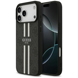 Guess 4G Printed Stripes MagSafe - Etui iPhone 17 Pro Max (czarny) (GUHMP17XP4RPSK)