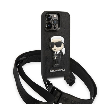 Karl Lagerfeld NFT Monogram Ikonik Patch - Etui iPhone 14 Pro (czarny) (KLHCP14LSTKMK)
