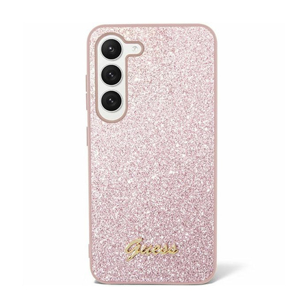 Guess Glitter Flakes Metal Logo Case - Etui Samsung Galaxy S24+ (różowy) (GUHCS24MHGGSHP)