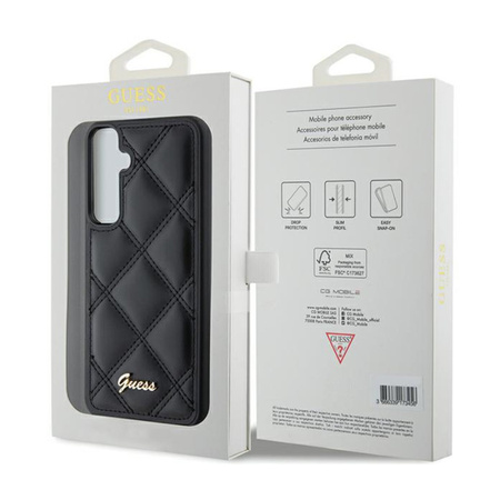 Guess Quilted Metal Logo - Etui Samsung Galaxy S23 FE (czarny) (GUHCS23FEPSQSQSK)